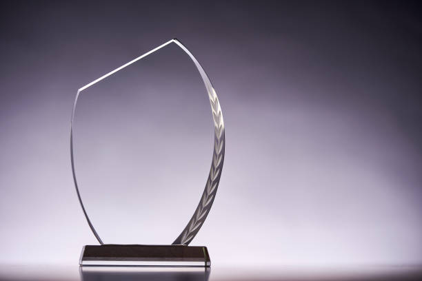istock crystal trophy award against gray backgound 1418530195