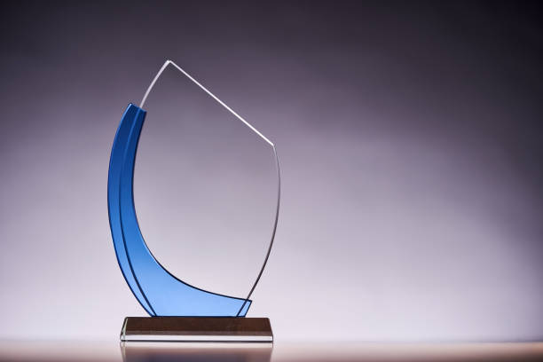 istock crystal trophy award against gray backgound 1418530219