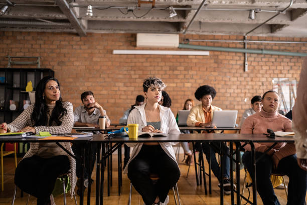 istock Students during class in the university - including a person with special needs 1418549051