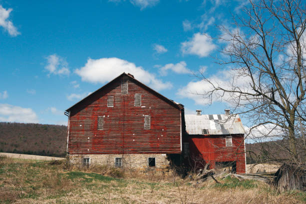 Red barn on abandoned farm