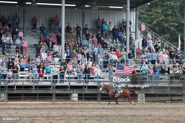 The Presentation Of The Flag Stock Photo - Download Image Now - Rodeo, American Flag, Ceremony
