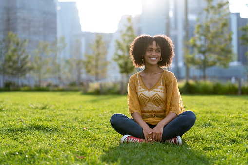 Portrait of a black woman outdoors