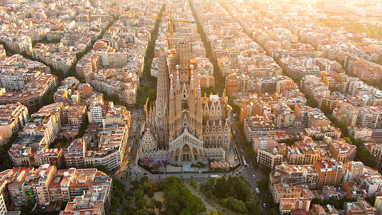 Barcelona's Grid pattern truly comes to life when viewed from above.