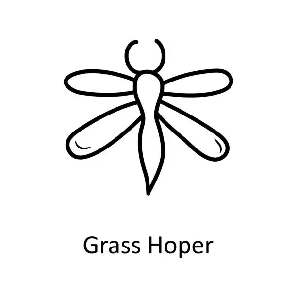 Vector illustration of Grass Hoper vector Outline Icon Design illustration. Nature Symbol on White background EPS 10 File