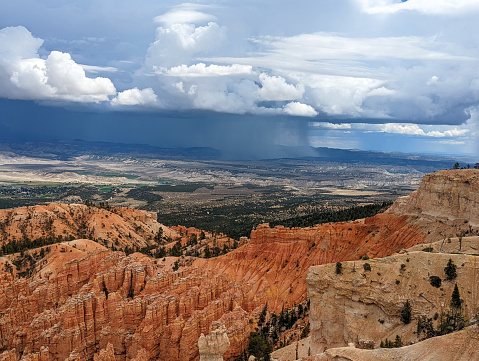 Approaching storm seen from the rim of Bryce Canyon National Park Utah