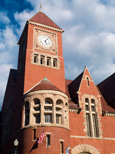 istock Red Brick Clock Tower In The Amherst College Area 1418586524
