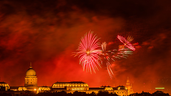 Fireworks in Budapest on St Stephen's Day in 2022