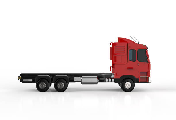 3d rendering logistic trailer truck or lorry on white background