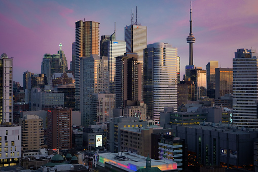 Toronto Skyline from north to south during sunset. Very minor photoshop, natural color