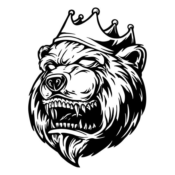 Angry Bear King Logo extreme Sport Silhoette Angry Bear King Logo extreme Sport Silhoette Vector illustrations for your work Logo, mascot merchandise t-shirt, stickers and Label designs, poster, greeting cards advertising business company or brands. are panda bears aggressive stock illustrations