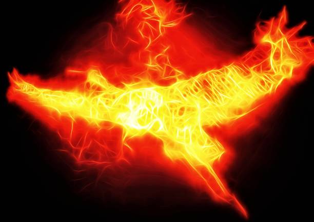 istock 3D illustration of a flying firebird 1418658973