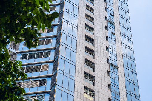 Frankfurt am Main, Germany - June 28, 2020: Westendstrasse 1, 53-storey skyscraper forming the headquarters of DZ Bank. The tower is the the third tallest skyscraper in Germany