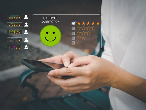istock Customer Satisfaction Survey Concept Users rate the service experience on the online application. 1418664020