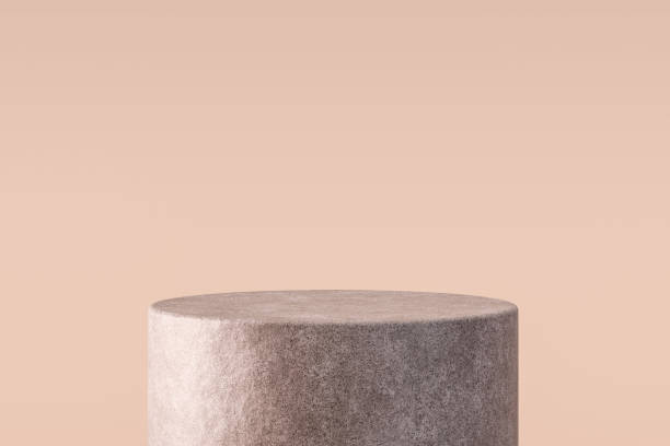 istock Minimal stone pedestal podium product empty stand on 3d rock display stage background with blank cylinder presentation platform scene or advertising geometric showcase and concrete pastel backdrop. 1418671310