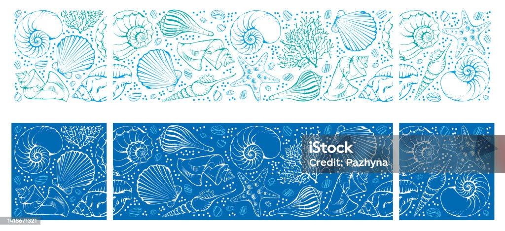 Shell Patterns Shell Seamless Pattern Set Stock Illustration - Download Image Now ...
