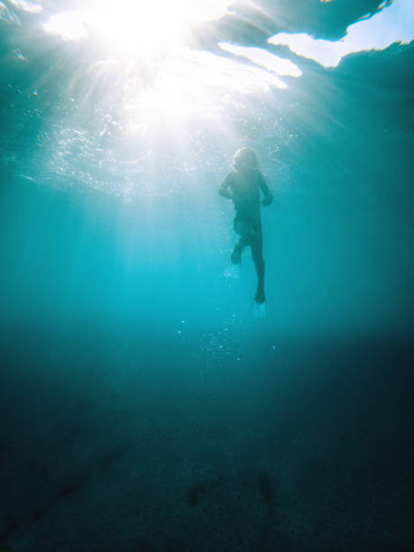 istock Handsome Small Boy Having Fun and Enjoying Scuba Diving Alone 1418682361