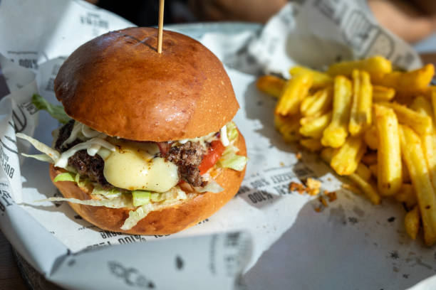istock Homemade hamburger with potato 1418683551