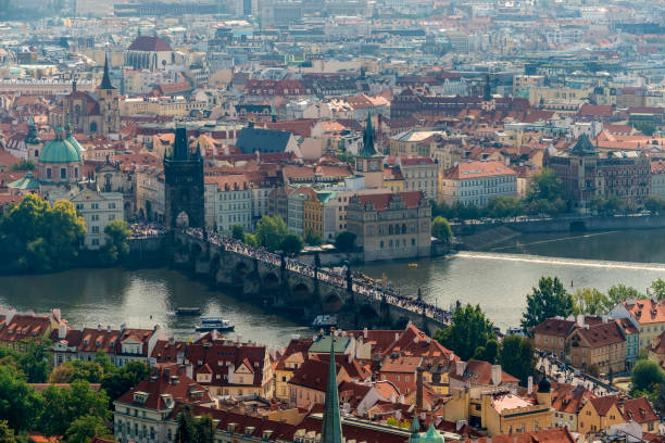 istock Vltava River and Charles Bridge in Prague, Czech Republic 1418684236