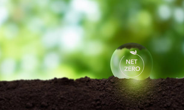istock Net zero and carbon neutral concept. Greenhouse gas emissions target. Low carbon emissions. Climate neutral long term strategy. Limit  global warming.  Net zero on green view background. 1418687376