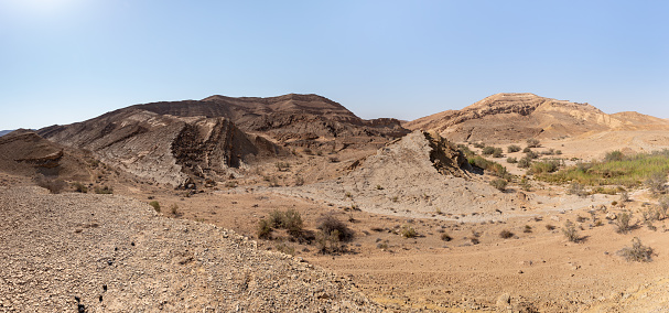 The majestic beauty of the boundless stone Judean desert in southern Israel