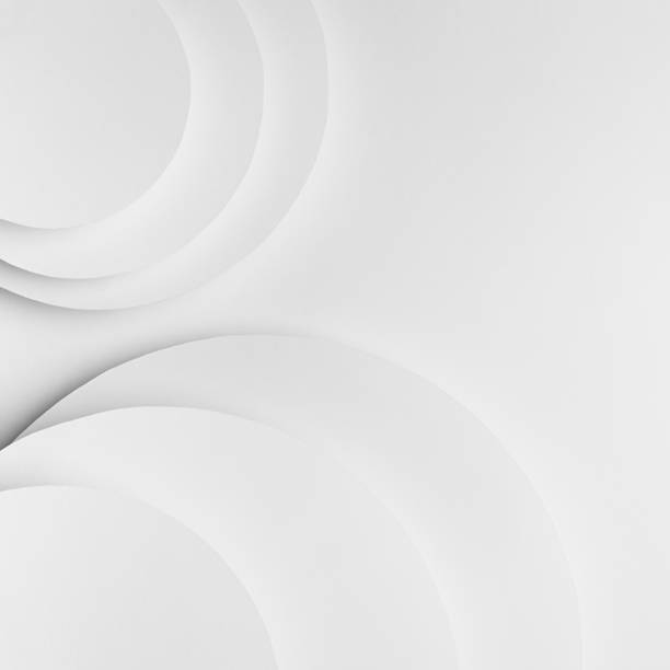 istock White abstract geometric background with fly soft light white circles and semicircle stepped surfaces as monochrome stylish backdrop with copy space in simple modern minimal style, top view, square. 1418690160