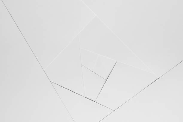 istock Soft light white abstract geometric background with flat spaces, corners and thin lines as polygon in simple minimal modern style. 1418691145