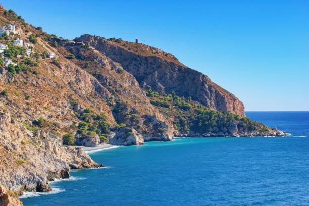 beautiful view on costa del sol coast, nerja spain - nerja imagens e fotografias de stock