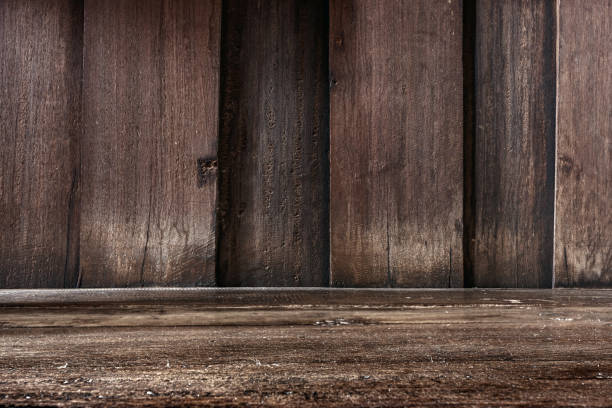 vintage plank wooden panel wall and floor siding weathered background for product display montage