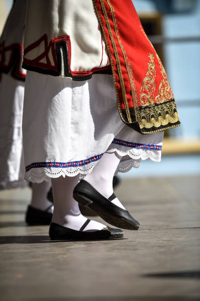 istock Traditional greek costume detail during a dance performance 1418701020