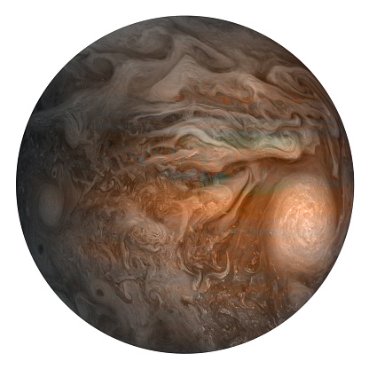 Jupiter isolated on white background, collage with ascending and descending clouds. Elements of this image furnished by NASA.\n\n/NASA urls:\nhttps://images.nasa.gov/details-PIA00343.html\nhttps://images.nasa.gov/details-PIA22692.html\nhttps://images.nasa.gov/details-PIA22935.html\n(https://images-assets.nasa.gov/image/PIA22935/PIA22935~orig.jpg)