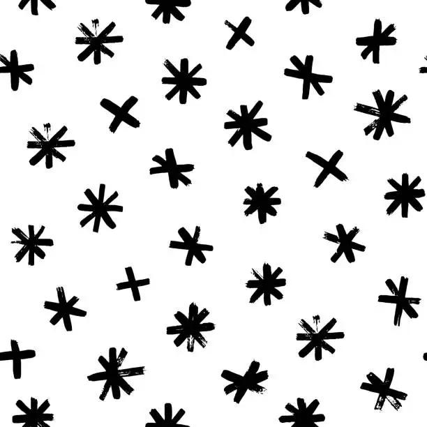 Vector illustration of Seamless pattern with hand drawn snowflakes.