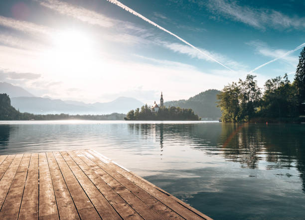 istock bled lake at dusk in slovenia 1418720676