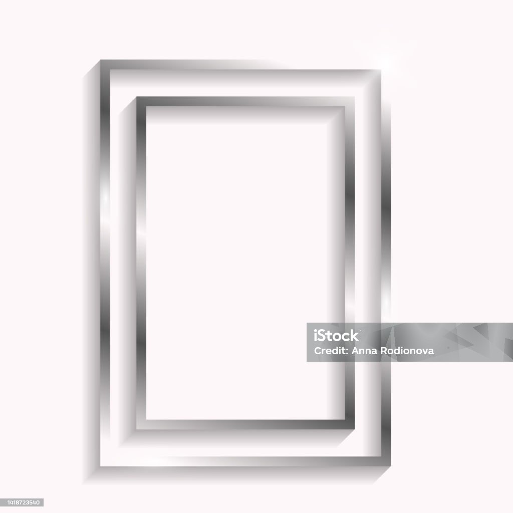Silver Rectangular Silver Double Rectangle Frame Stock Illustration - Download Image Now ...