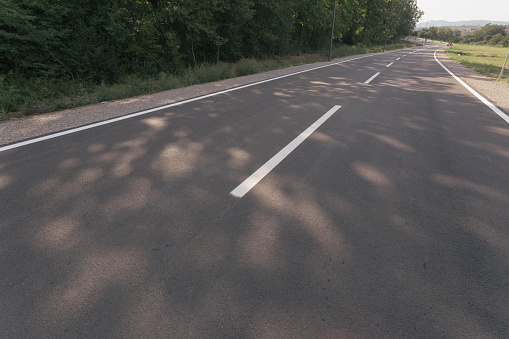 New asphalt road with road markings