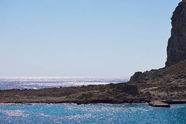 Amazing scenery of Greek islands - Balos bay with blue clear sky and turquoise sea