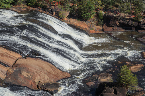 The Towaliga River flows down through the rocks in this shot taken at High Falls State Park in Jackson, Georgia.