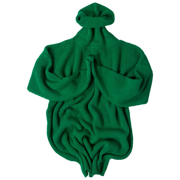 istock green long knitted sweater, so folded, as if sitting and meditating, on a white background 1418745152