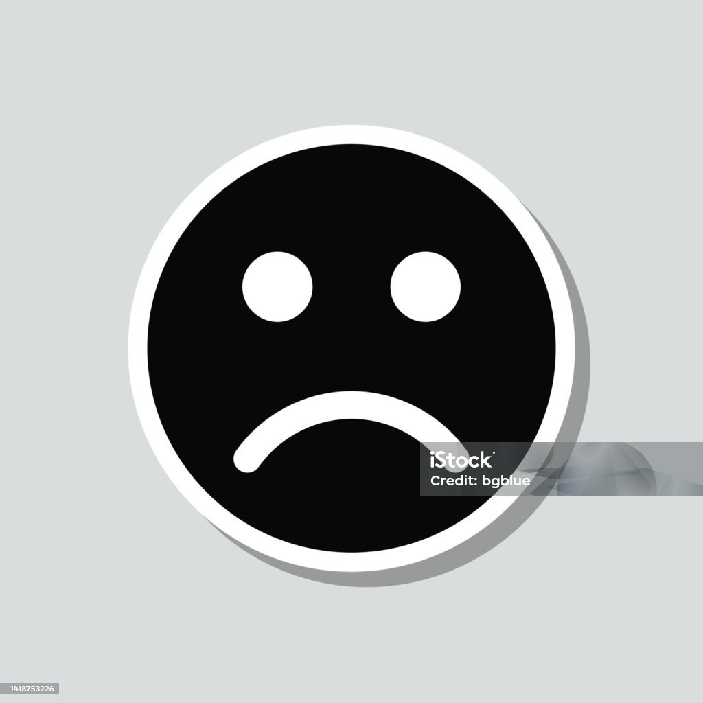 Biểu Tượng Cảm Xúc Khuôn Mặt Buồn Biểu Tượng Nhãn Dán Trên Nền Xám ...