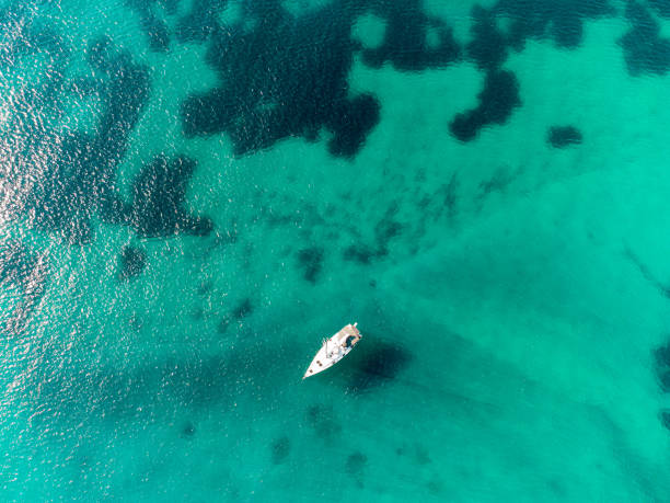 istock Aerial view sailing boat 1418757755