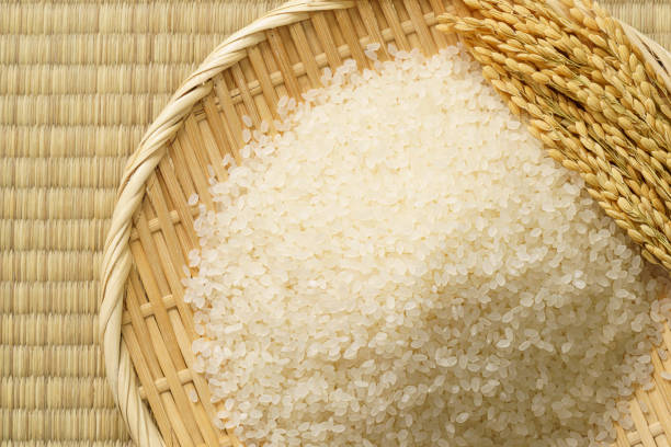 istock Japanese white rice on tatami mat 1418757798