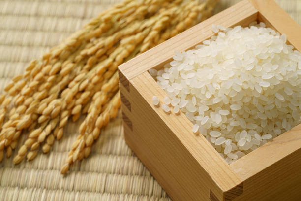 istock Japanese white rice on tatami mat 1418757808