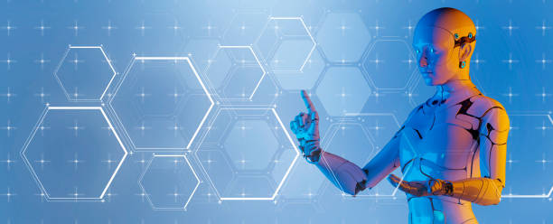 istock AI artificial intelligence cyber security privacy protection, Smart factory, industry 4.0, M2M computer aided manufacturing , 3D Robot automated futuristic digital technology industry revolution 1418768044