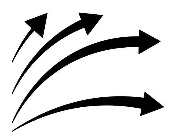 изменение стрелки кривой черный набор - символ стрелка stock illustrations