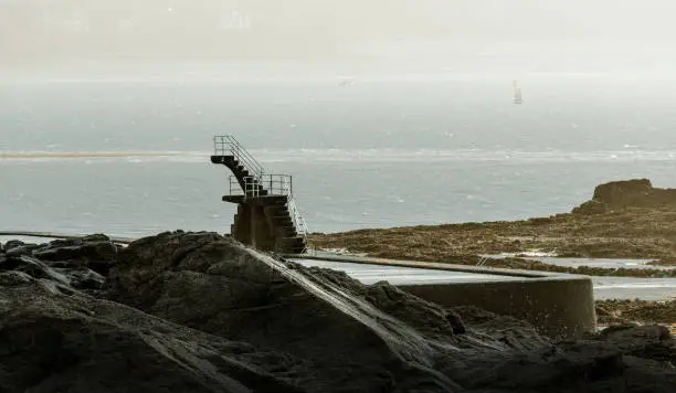 Diving board of the Sillon beach in Saint-Malo