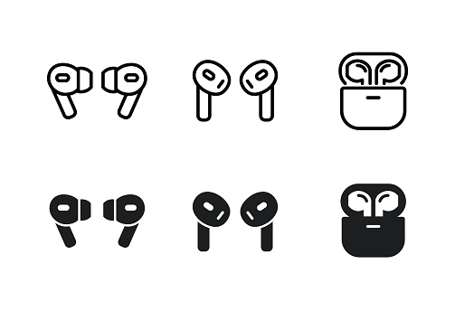 Airpods earphones headphones icon set