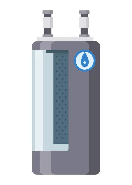 Vector illustration of Water filter. Mineral filtration or purification system. Pitcher with filter. Water equipment for water cleaning. Special modern technologi for liquid purification