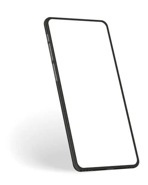 Vector illustration of Smartphone mockup with blank screen. Cellphone frame. Realistic phone template for infographics or presentation