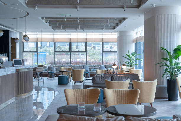 istock Restaurant and lounge bar interior, part of hotel 1418784344