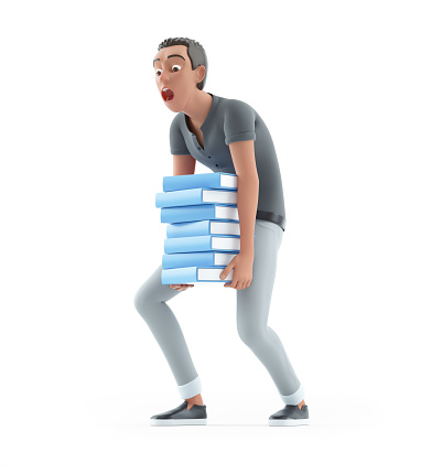3d character man overworked, illustration isolated on white background