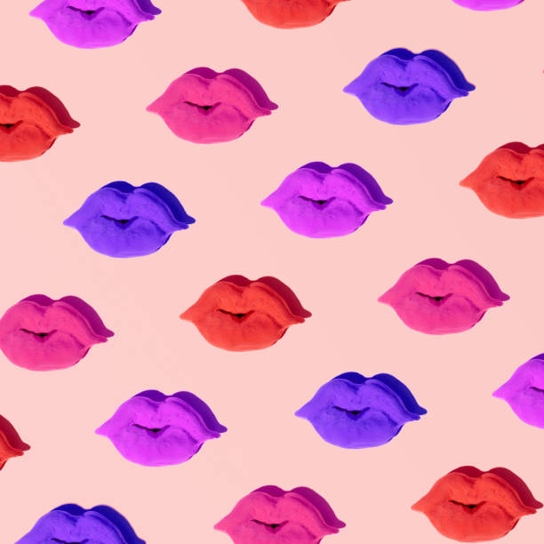 istock Full lips in trendy color palette pattern 1418788709
